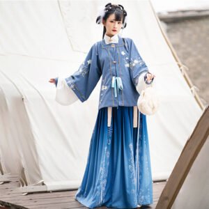 Ming-made Stand Collar Hanfu Chinese Style Long Sleeve Waist-high Ruqun