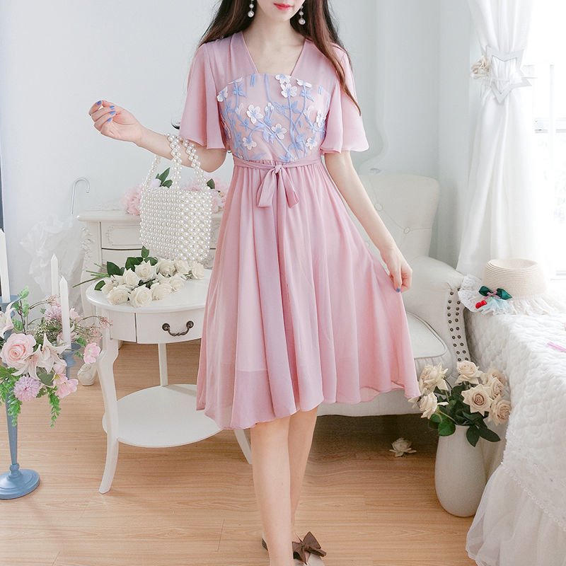 Women's Embroidered Chiffon Improved Hanfu Dress - Image 5